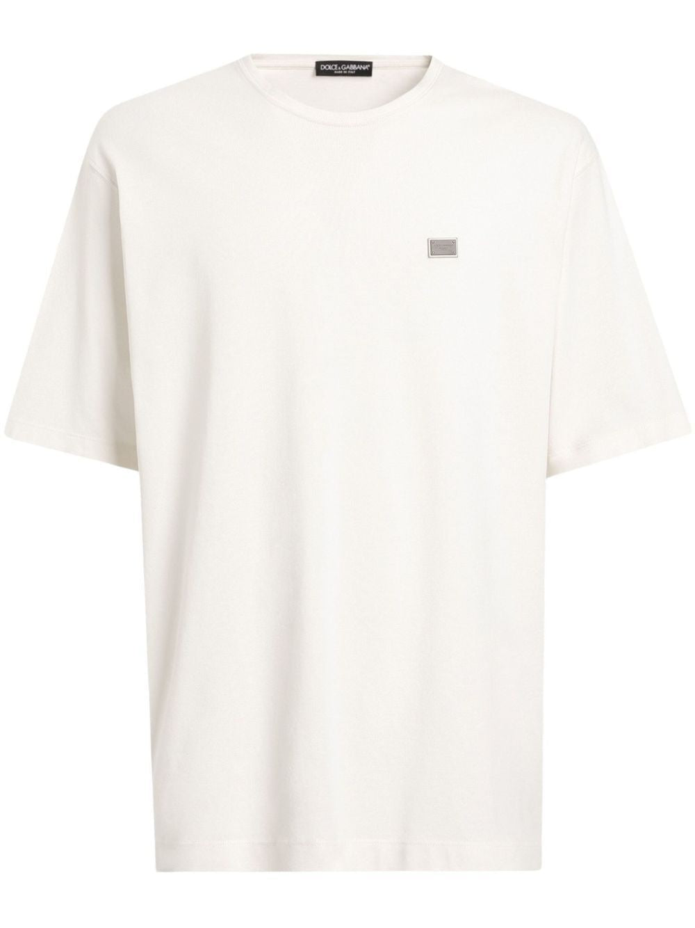 DOLCE & GABBANA Cotton T-Shirt with Metal Tag for Men