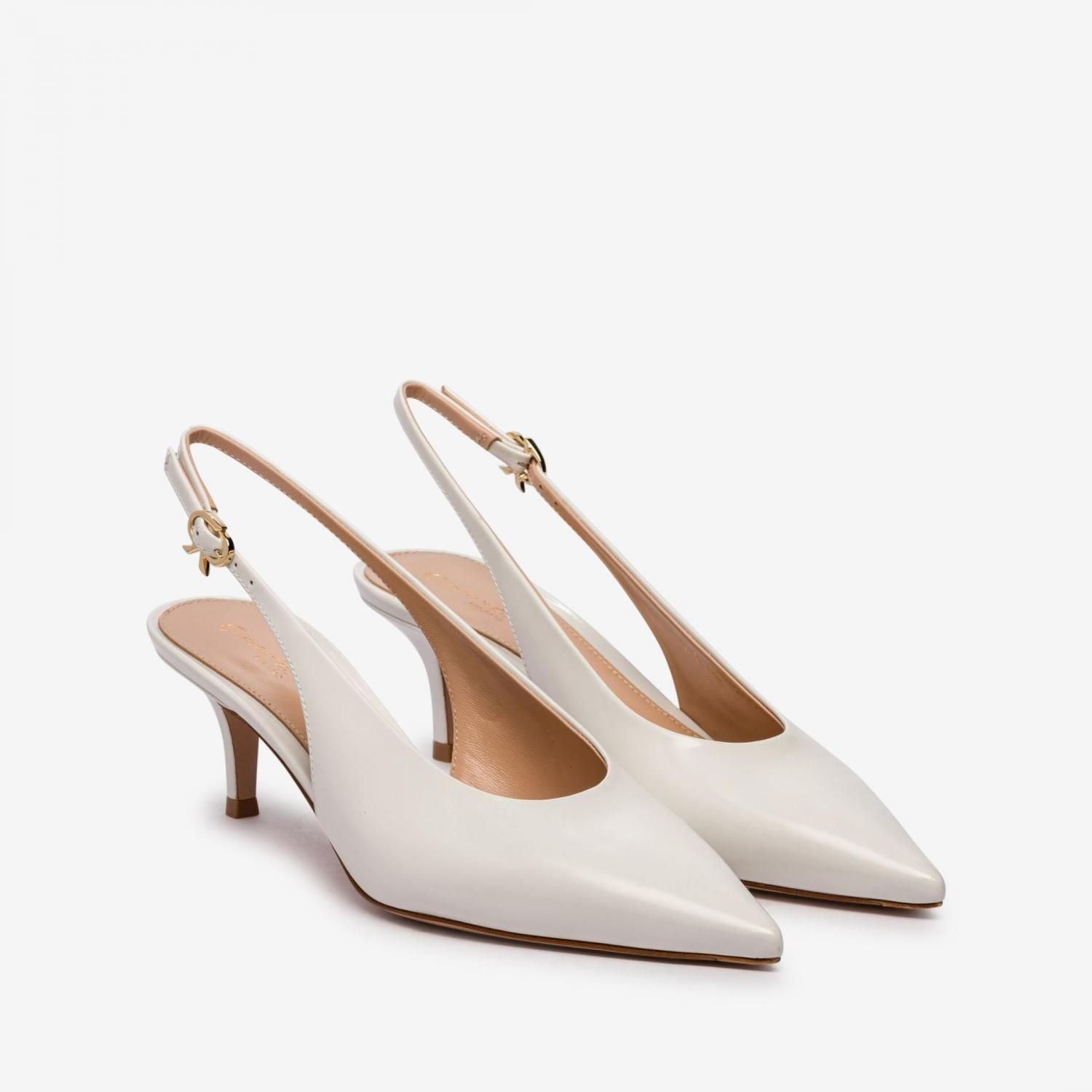 GIANVITO ROSSI Elegant Pointed Toe Pumps with Adjustable Back Strap - 5.5 cm Heel Height
