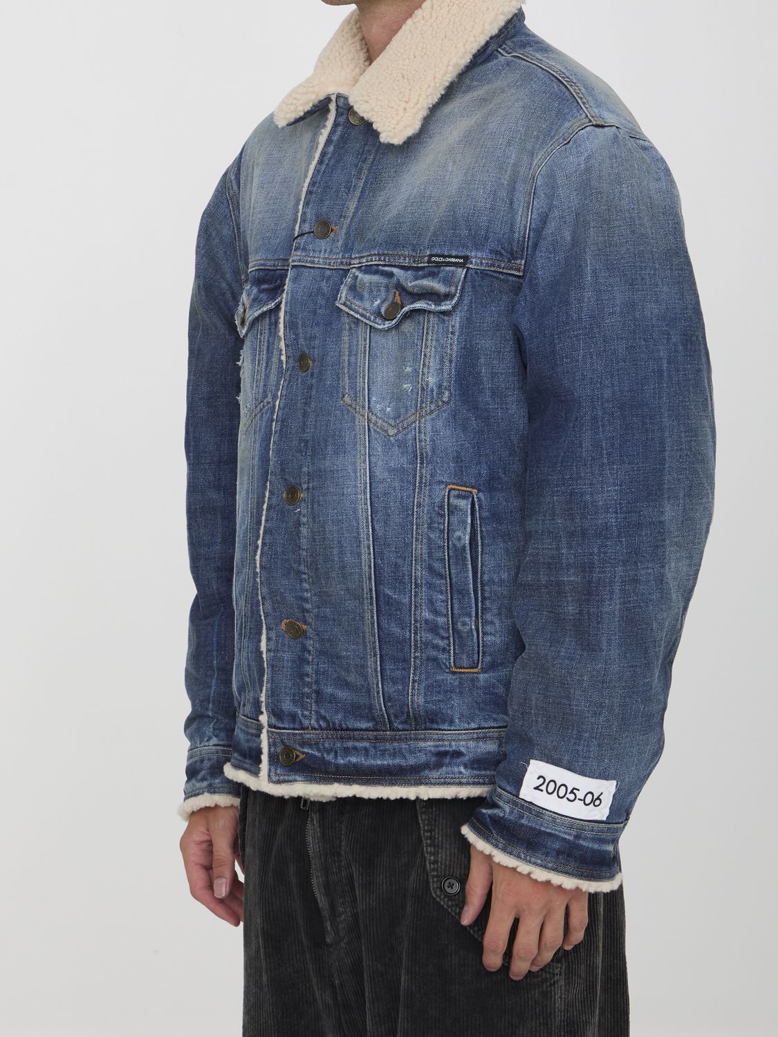 DOLCE & GABBANA Men's Denim Jacket with Sheepskin Lining