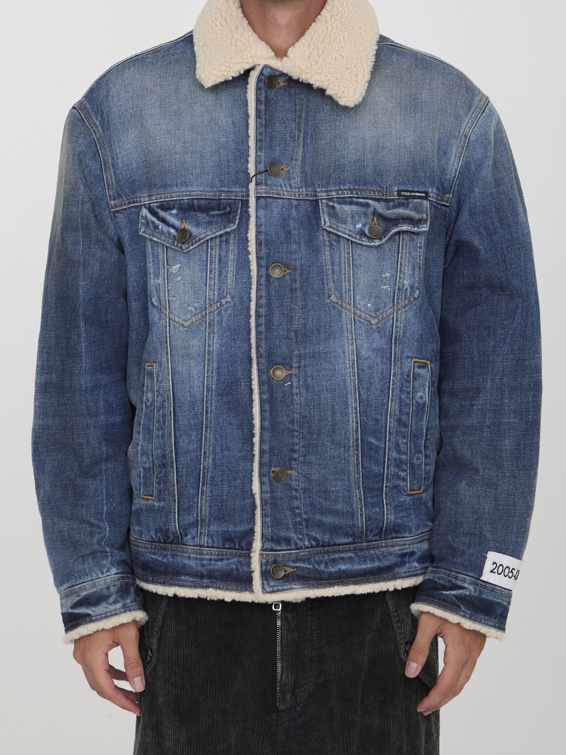 DOLCE & GABBANA Men's Denim Jacket with Sheepskin Lining