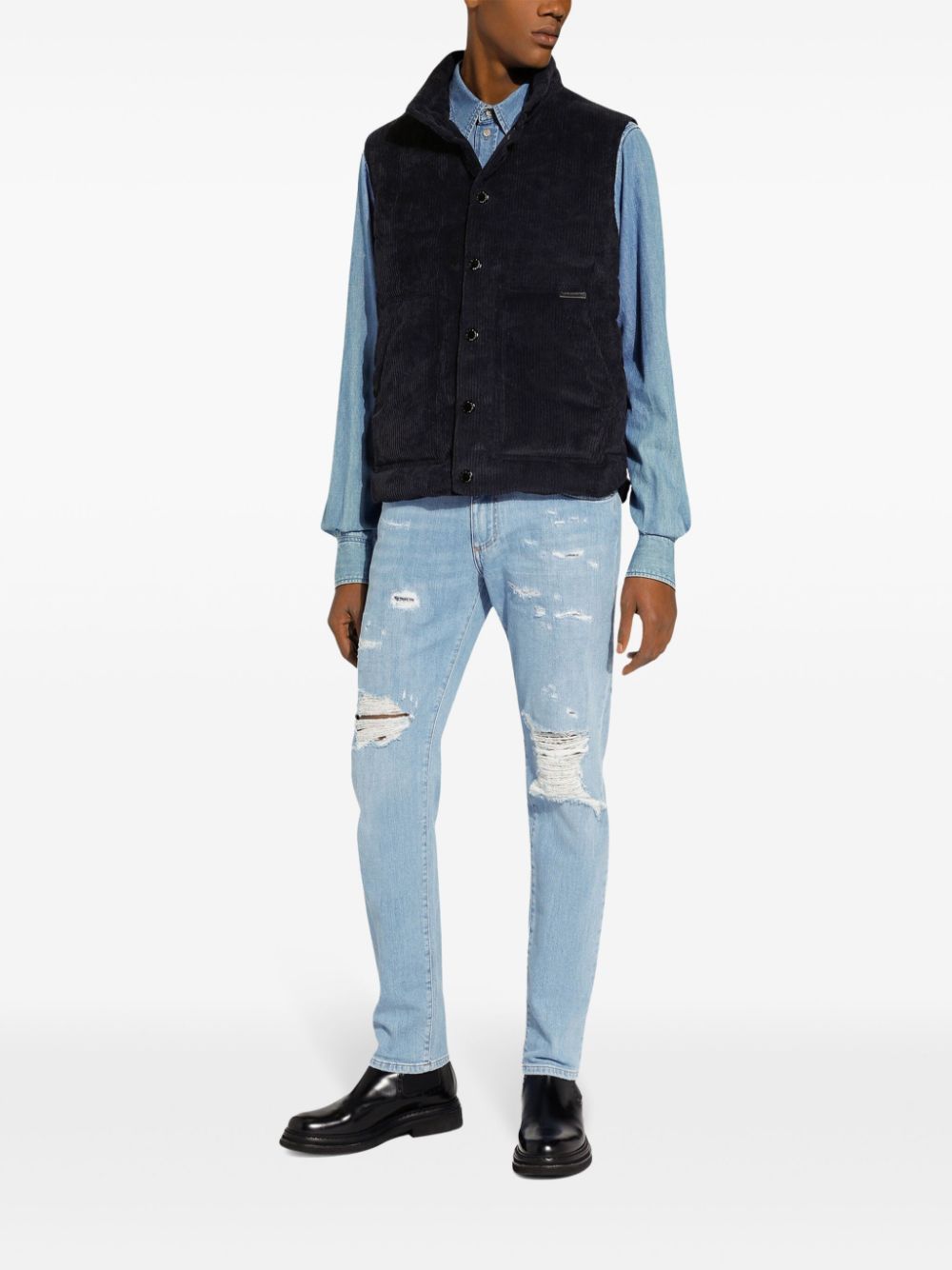 DOLCE & GABBANA Sleeveless Quilted Corduroy Jacket for Men