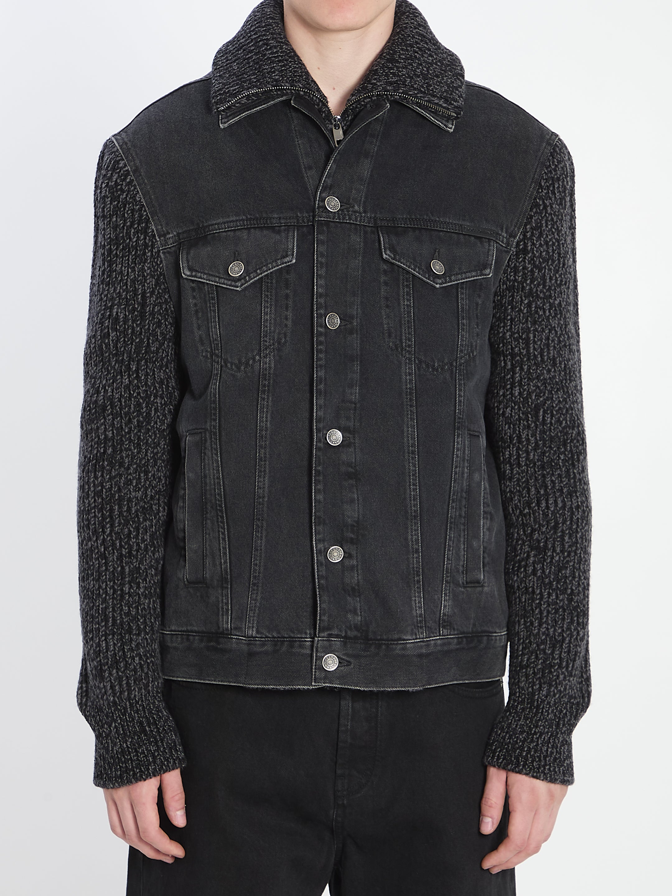 DOLCE & GABBANA Men's Regular Fit Padded Denim Jacket - Size 48 IT