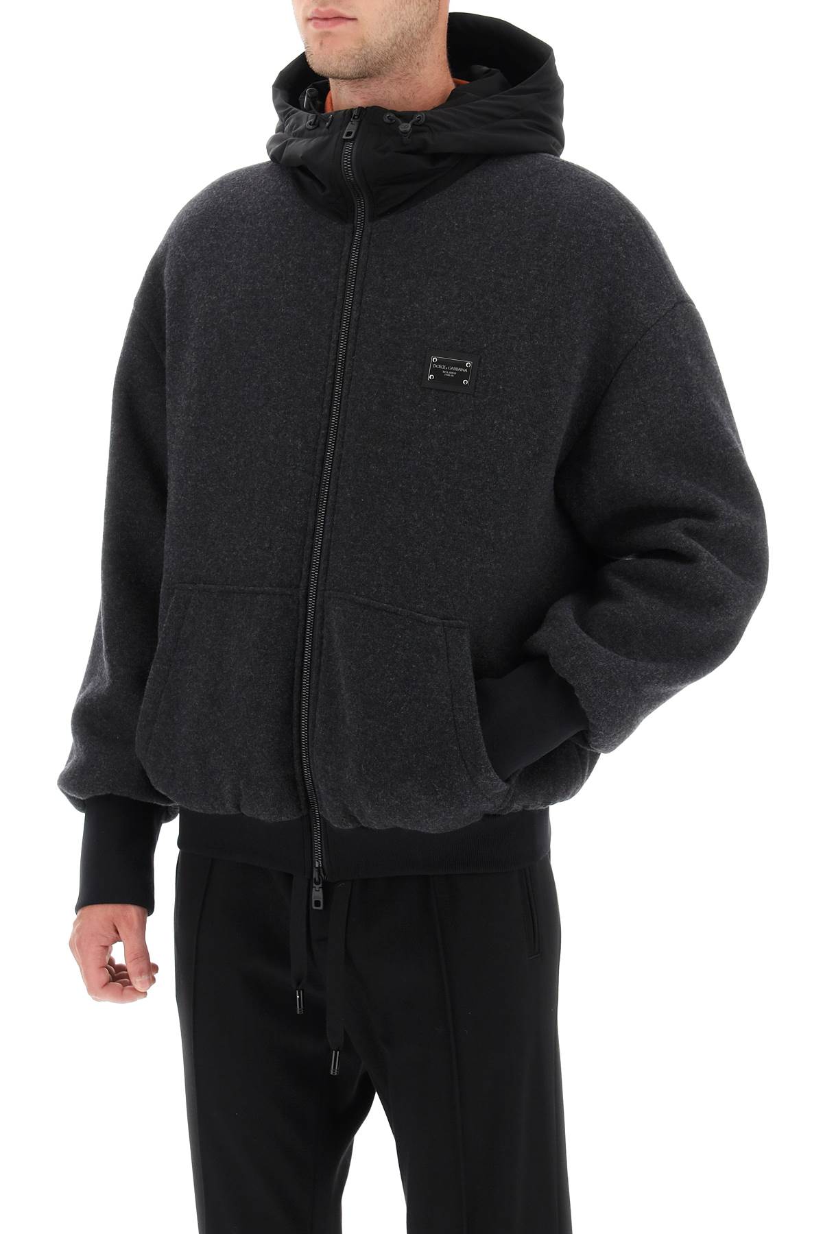 DOLCE & GABBANA Men's Full-Zip Jacket with Adjustable Drawstring Hood