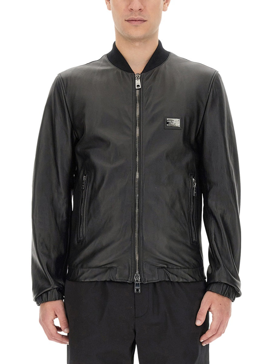 DOLCE & GABBANA Regular Fit Leather Jacket – Size 50