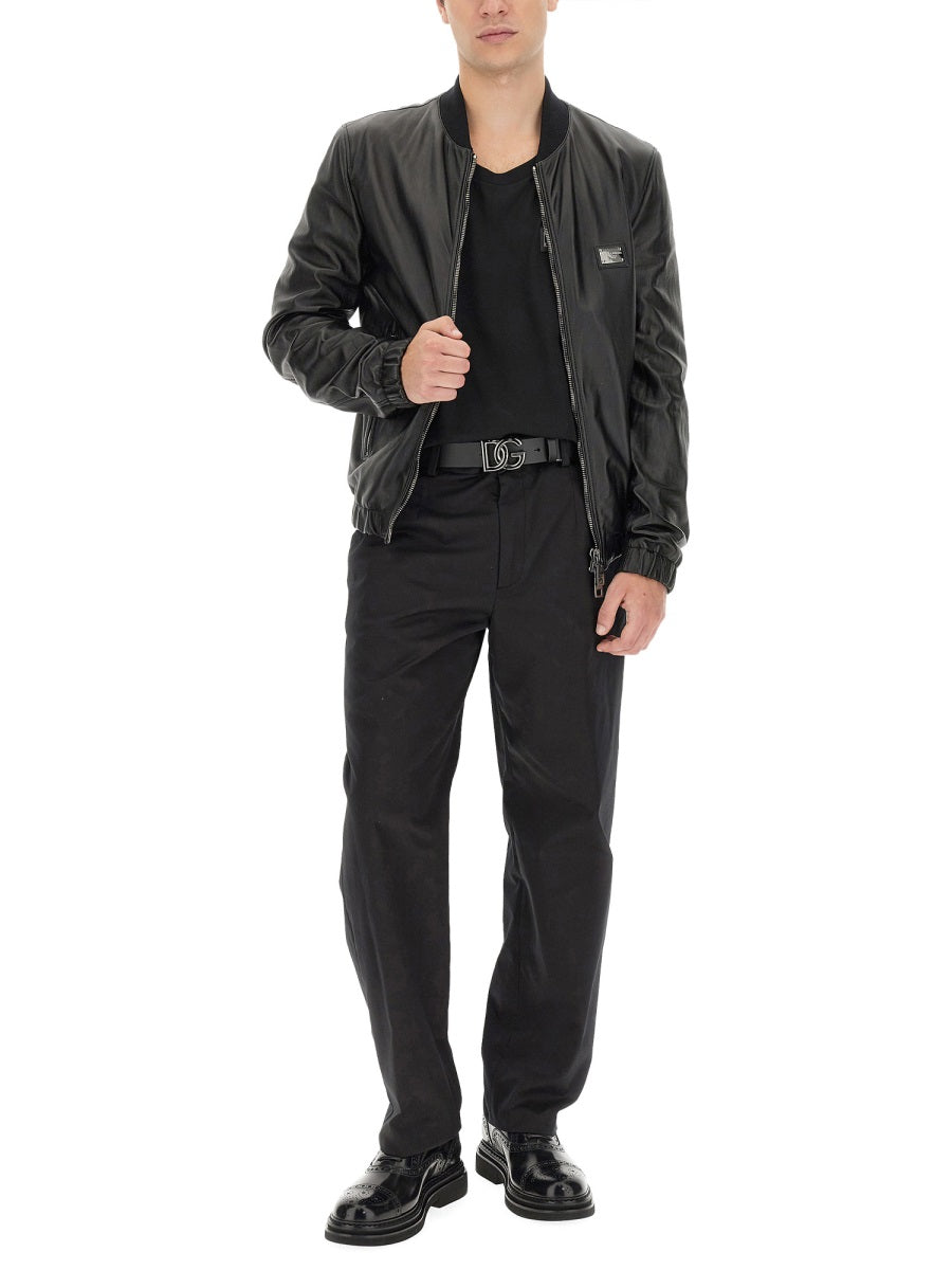 DOLCE & GABBANA Regular Fit Leather Jacket – Size 50