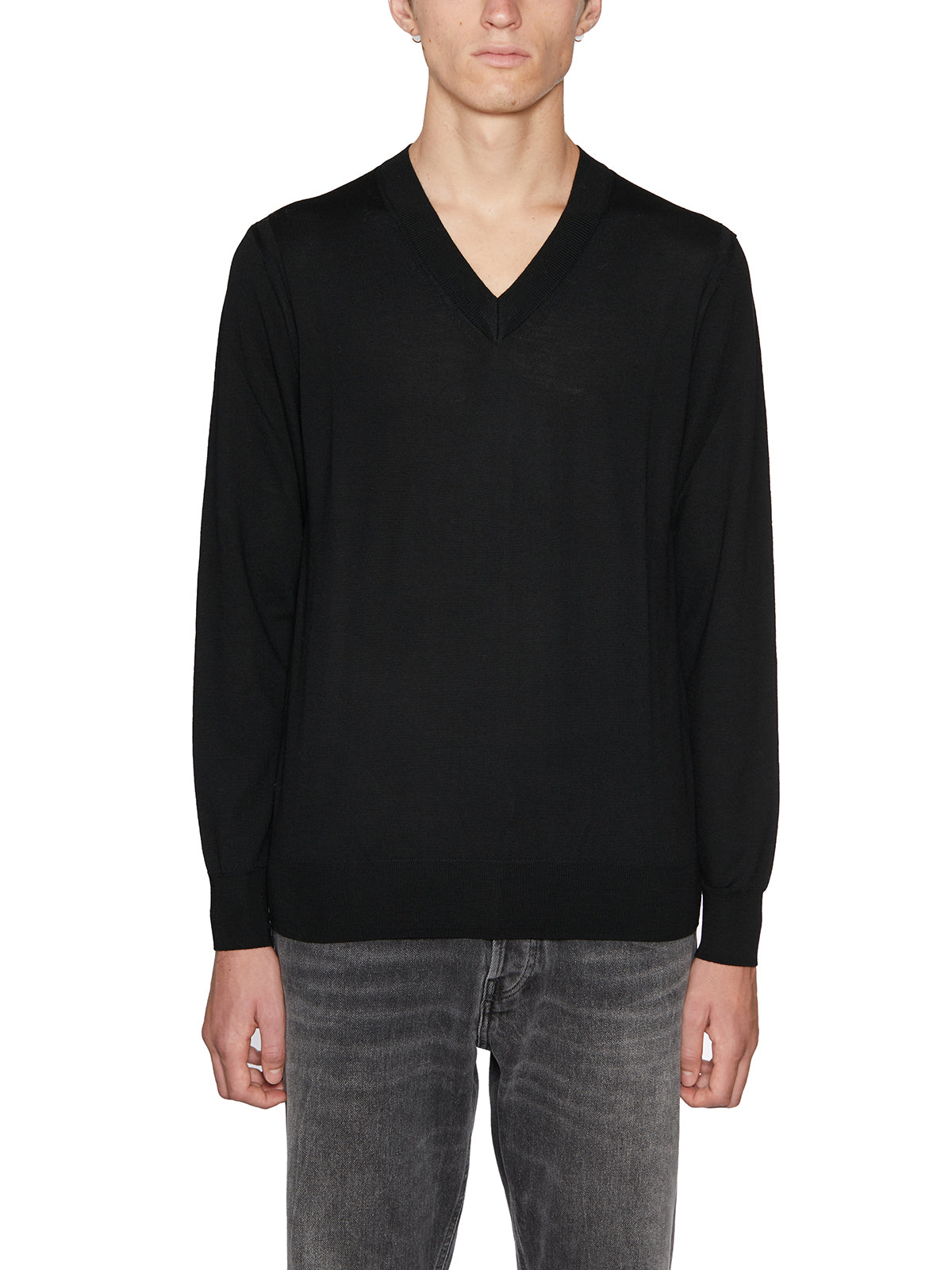 PAOLO PECORA Men's V-Neck Wool Sweater - Size M