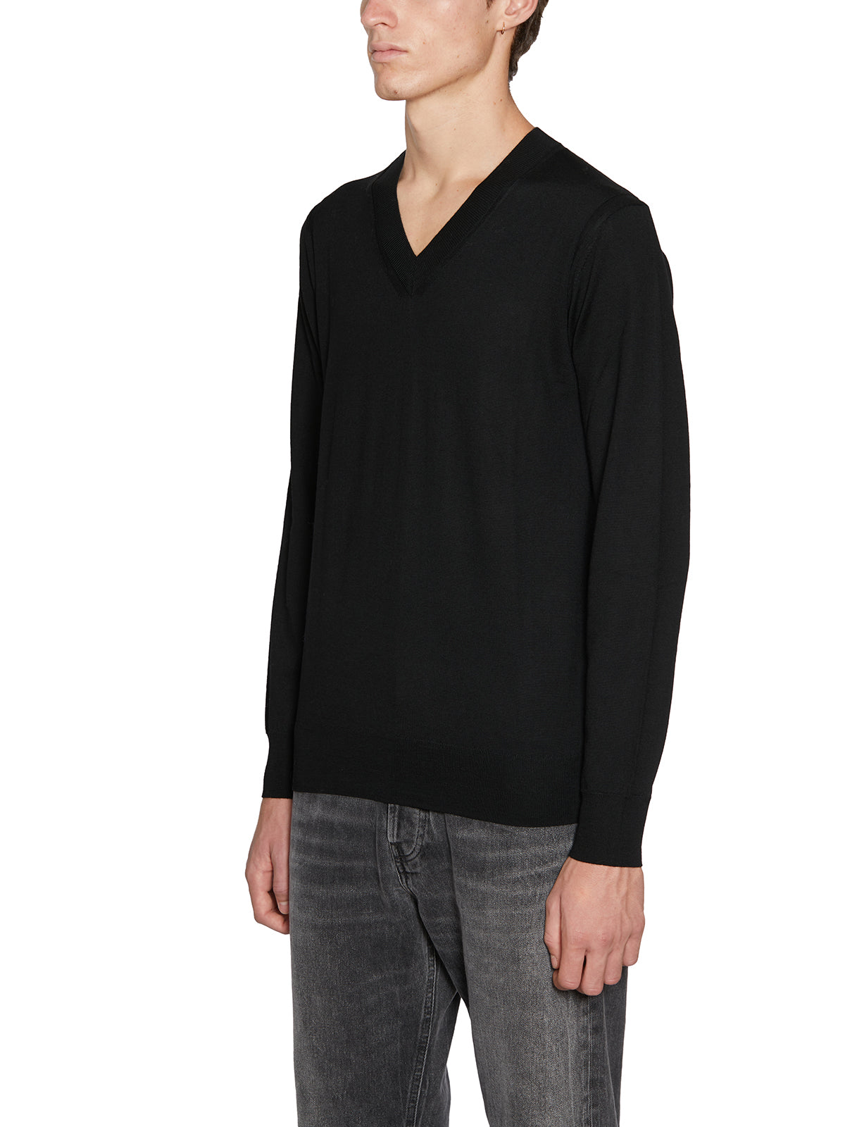 PAOLO PECORA Men's V-Neck Wool Sweater - Size M