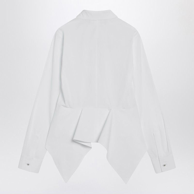 MAX MARA Fitted Cotton Poplin Shirt with Asymmetric Ruffle - FW25