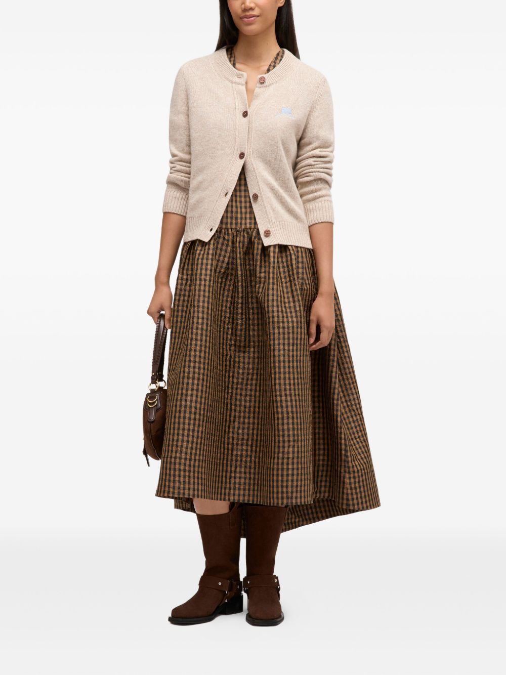 GANNI Embroidered Logo Cardigan - Women's Layering Sweater