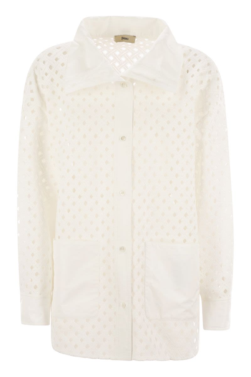 HERNO Crochet-Effect Shirt-Cut Jacket