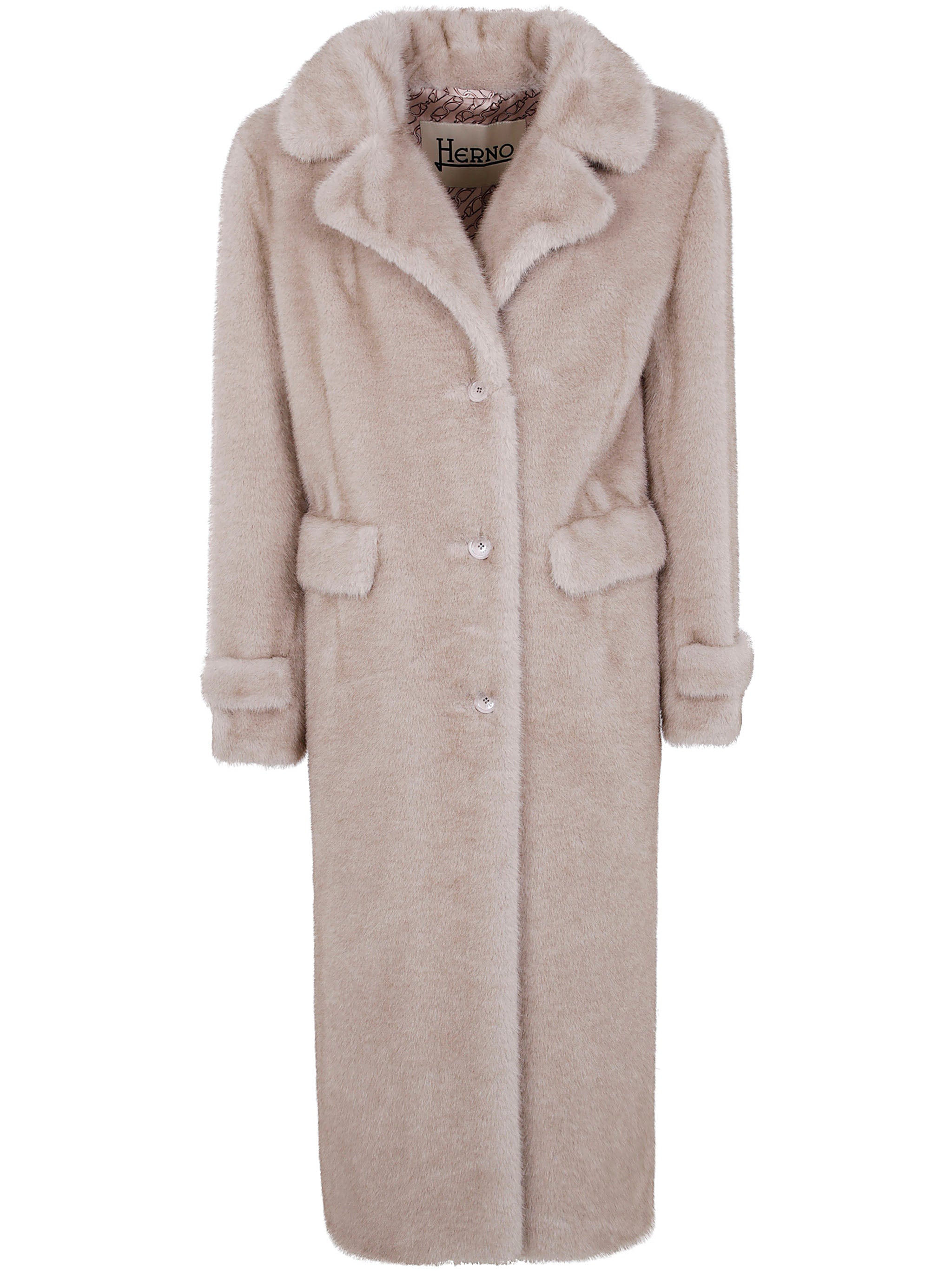 HERNO Luxurious Faux Fur Long Jacket for Women