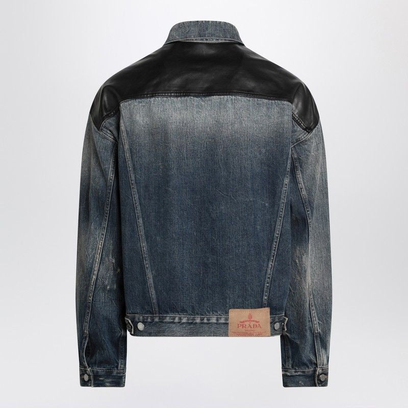 PRADA Denim and Leather Jacket for Men