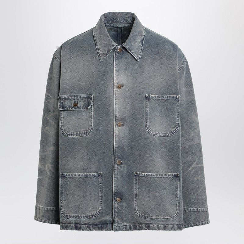 PRADA Distressed Canvas Overshirt - Classic Fit
