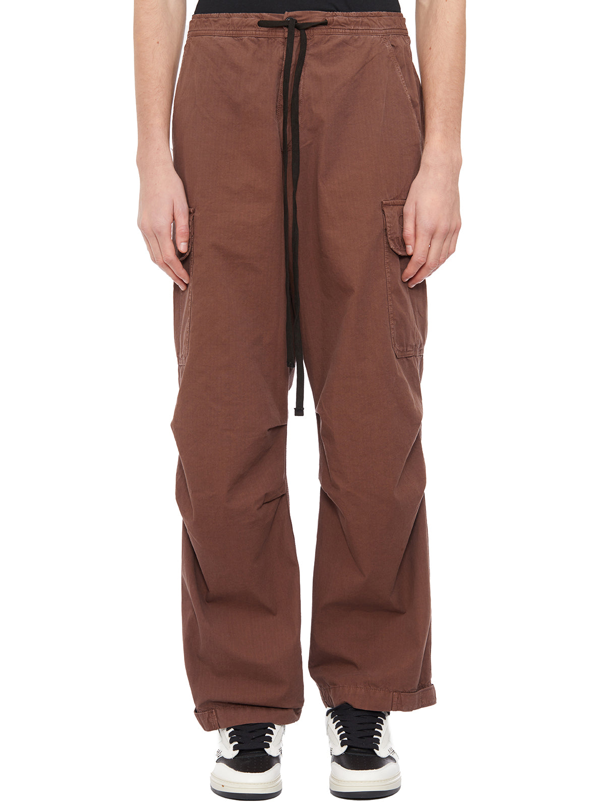 GARMENT WORKSHOP Men's Cargo Trousers with Embroidered Logo - Size M