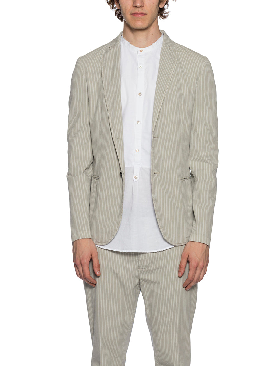 DANIELE ALESSANDRINI Tailored Striped Cotton Jacket - Size 48