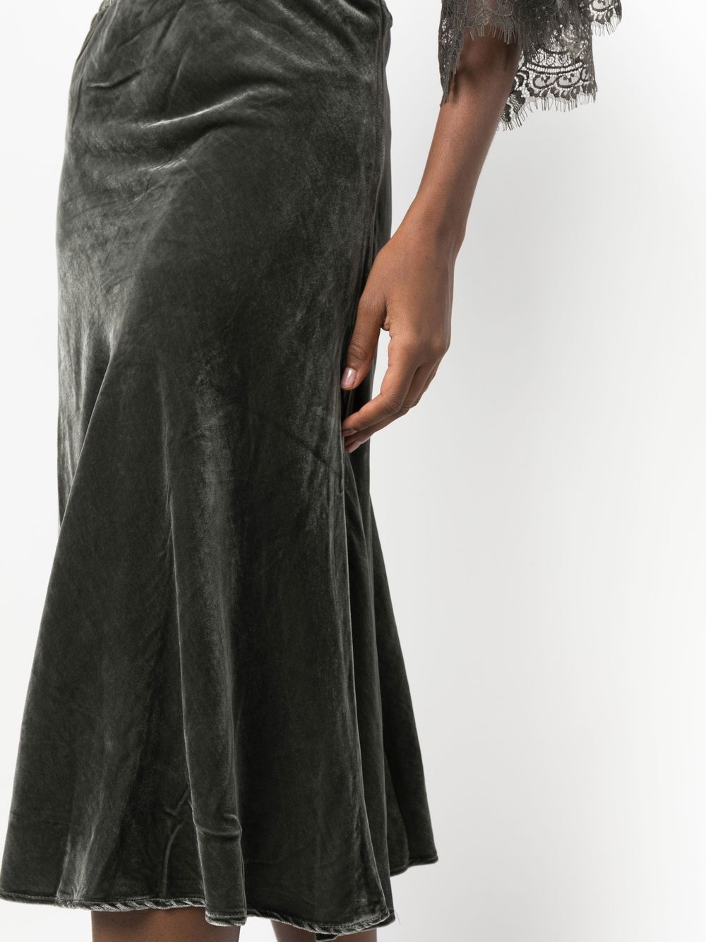GOLD HAWK High-Waisted Velvet Maxi Skirt