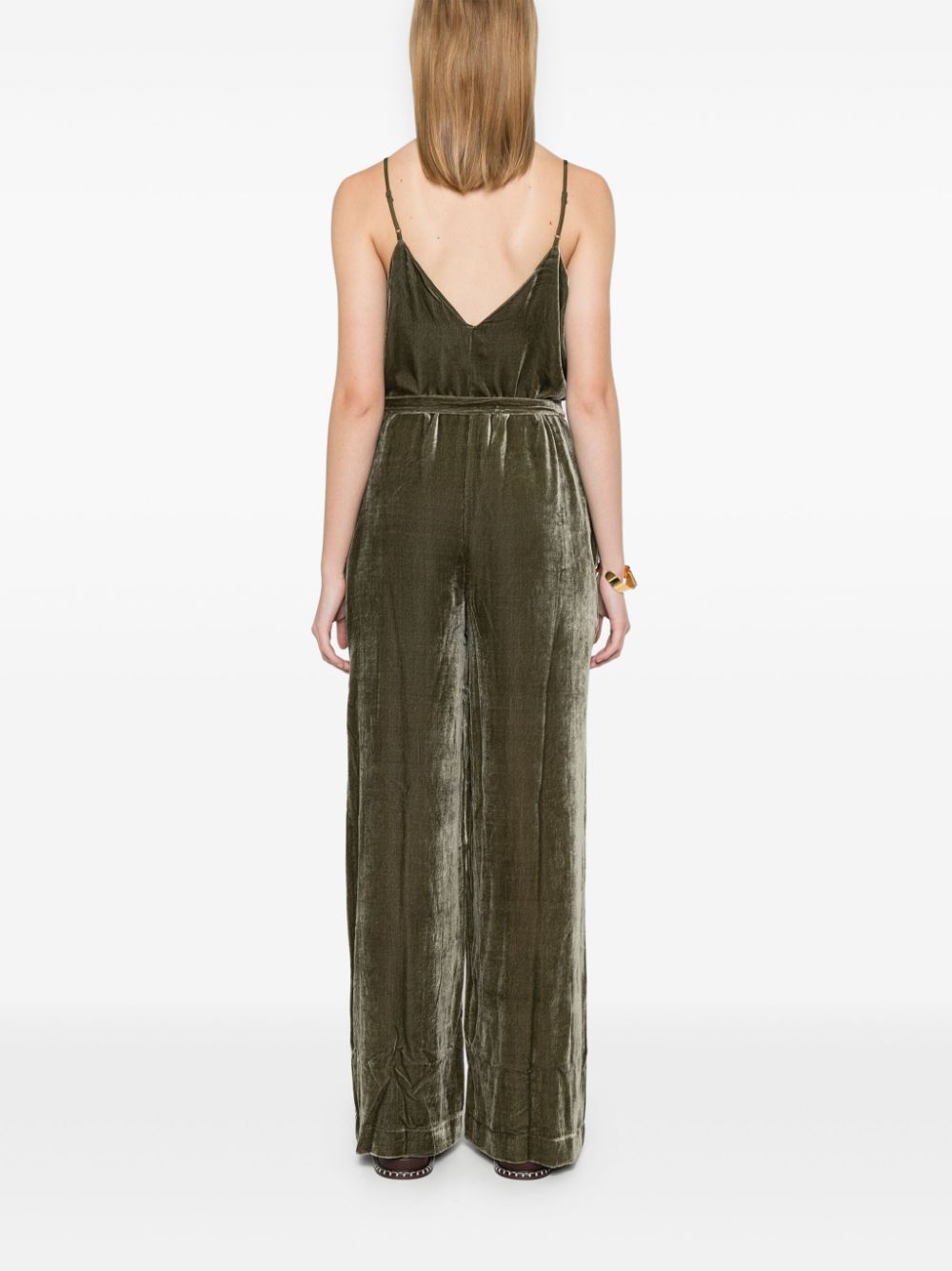 GOLD HAWK Velvet Palazzo Jumpsuit for Women
