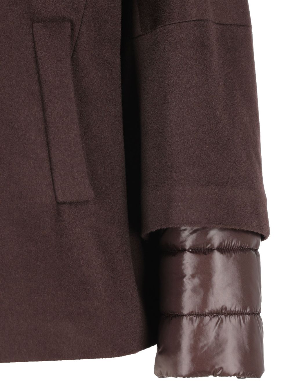 HERNO Cashmere and Nylon Hooded Cape with Long Sleeves