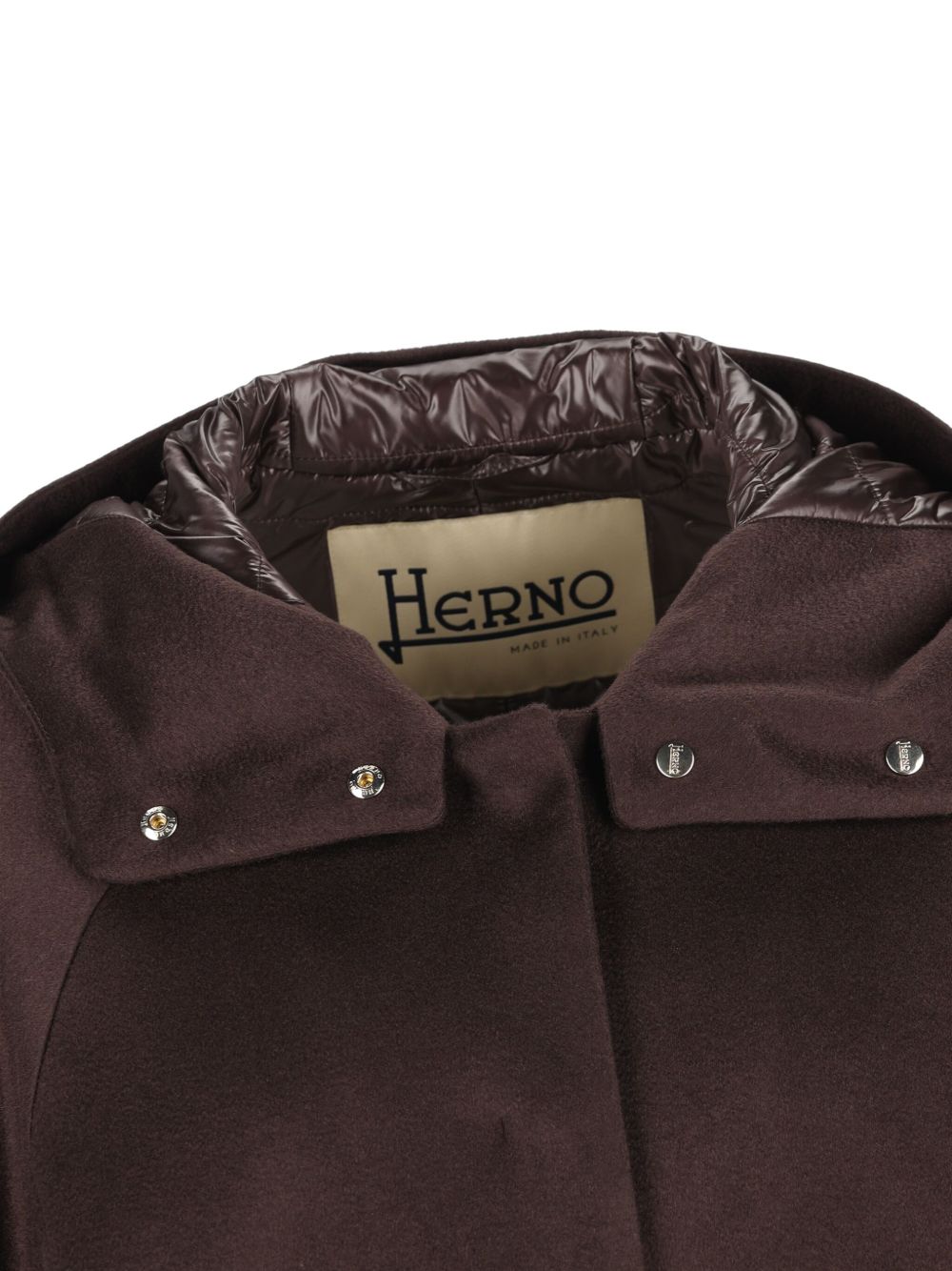 HERNO Cashmere and Nylon Hooded Cape with Long Sleeves