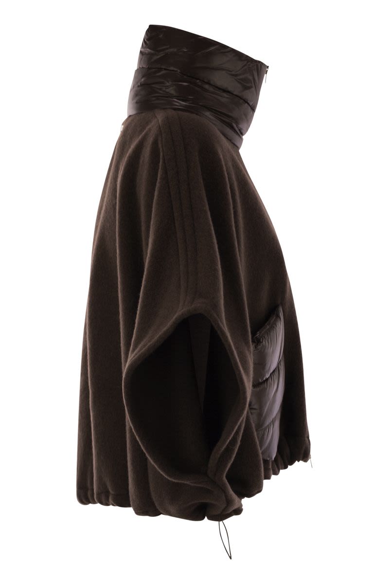 HERNO Mini Resort Poncho in Wool and Cashmere with Ultralight Details