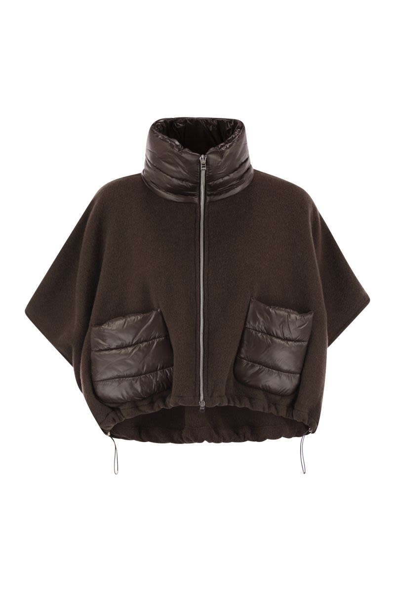 HERNO Mini Resort Poncho in Wool and Cashmere with Ultralight Details