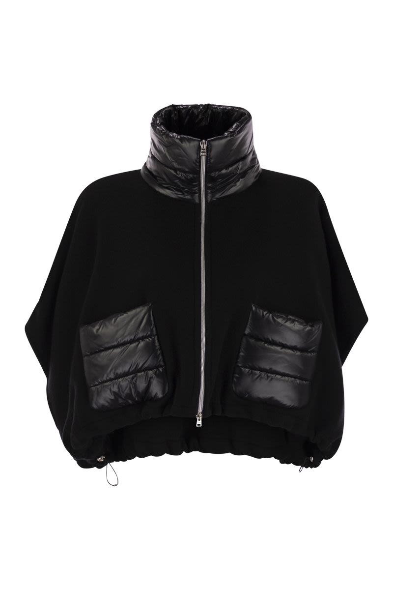 HERNO Wool and Cashmere Resort Poncho with Ultralight Nylon Details