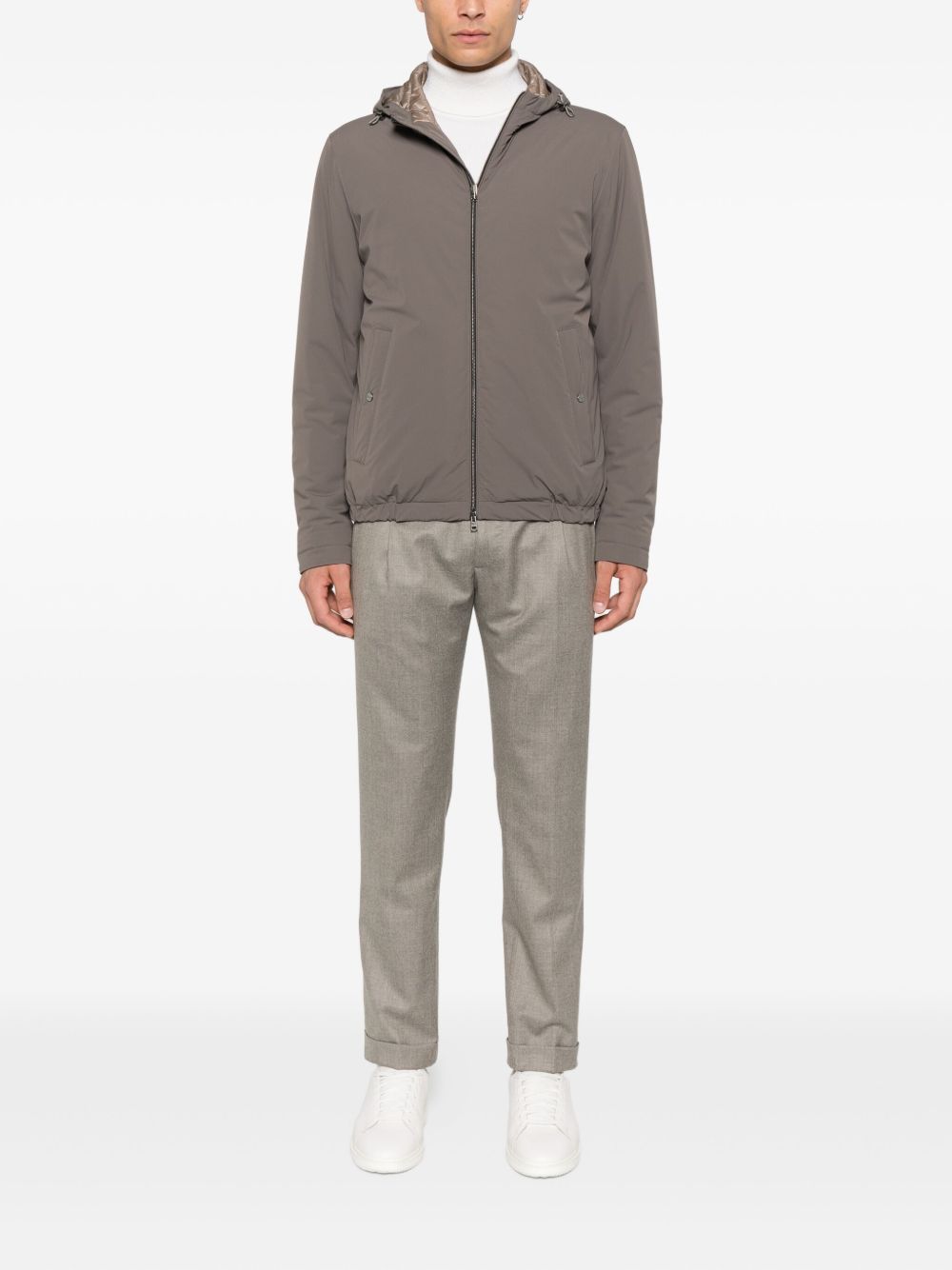 HERNO Men's Hooded Jacket with Zip Fastening and Elasticated Hem