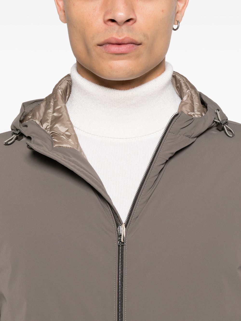 HERNO Men's Hooded Jacket with Zip Fastening and Elasticated Hem