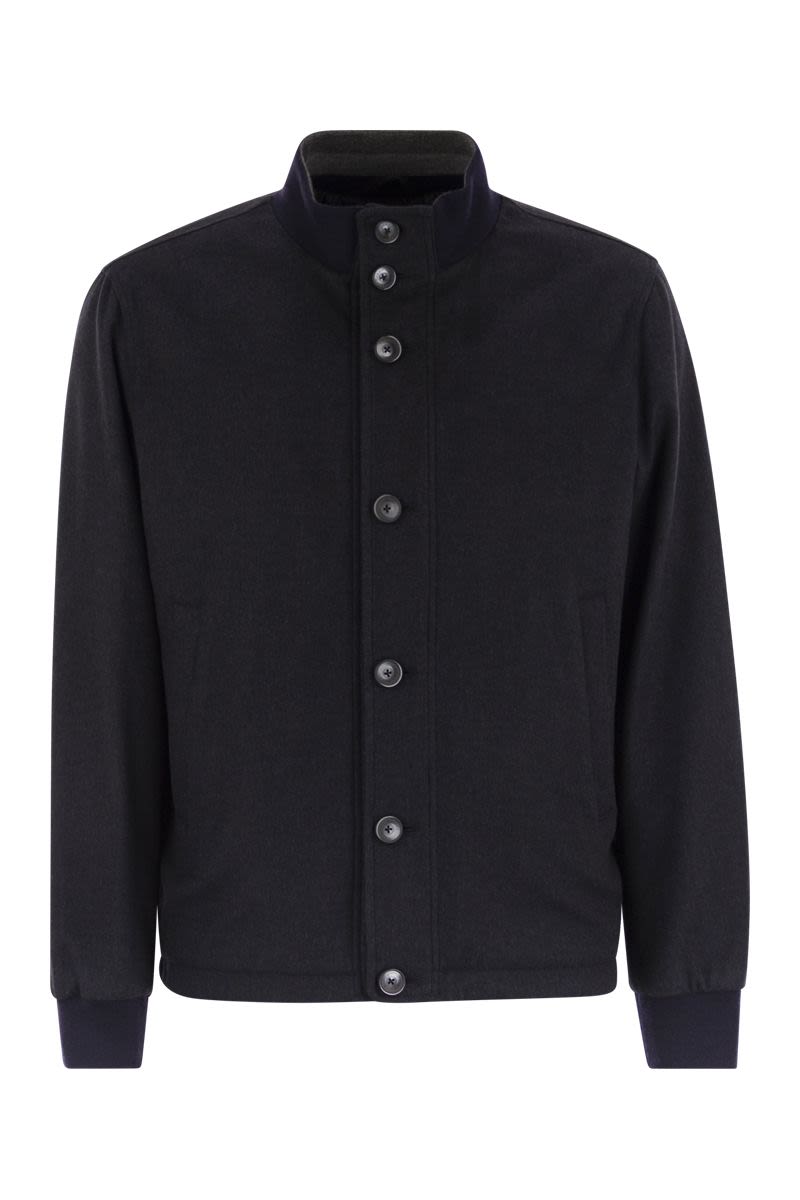 HERNO Silk and Cashmere Bomber Jacket - Regular Fit