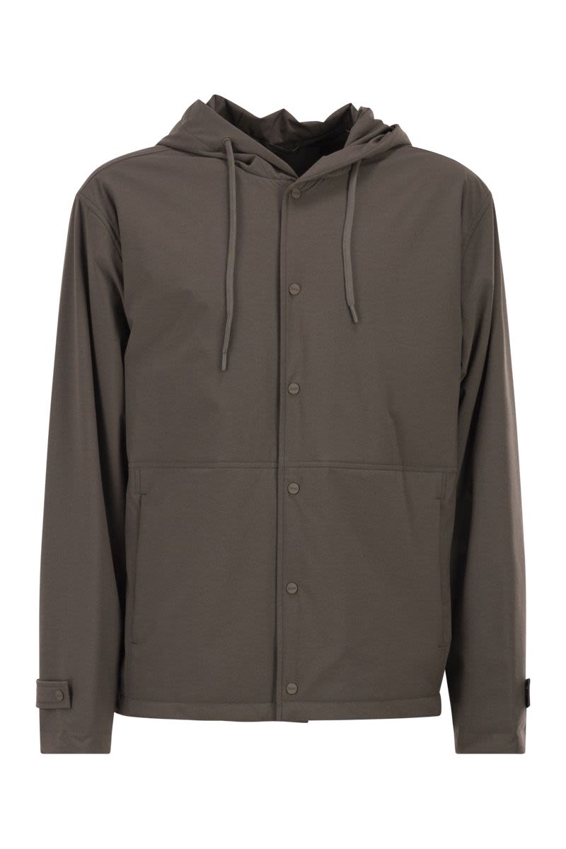 HERNO Men's Relaxed Fit Stretch Nylon Jacket with Hood