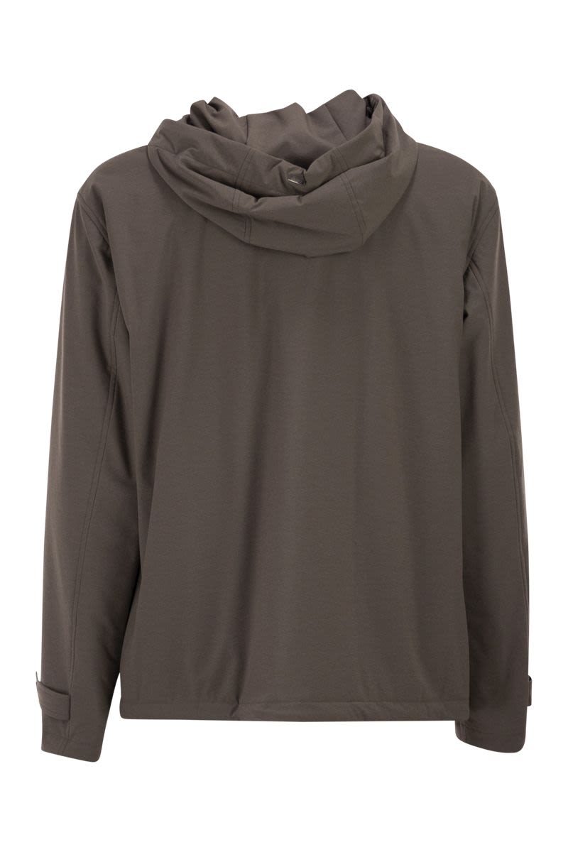 HERNO Men's Relaxed Fit Stretch Nylon Jacket with Hood