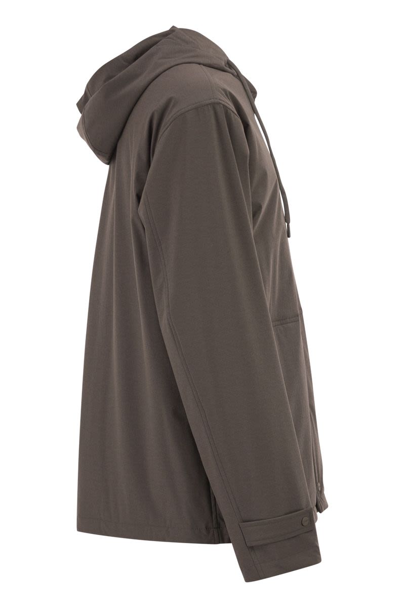 HERNO Men's Relaxed Fit Stretch Nylon Jacket with Hood