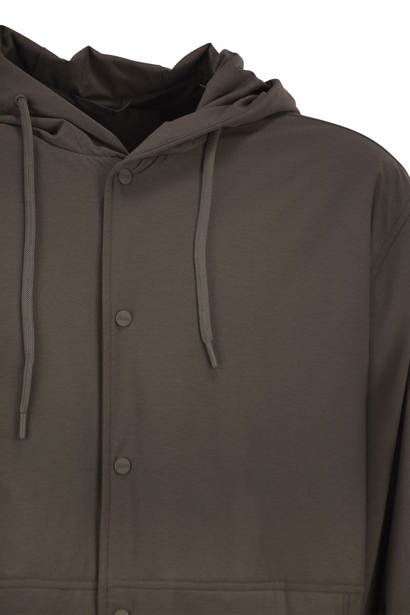HERNO Men's Relaxed Fit Stretch Nylon Jacket with Hood