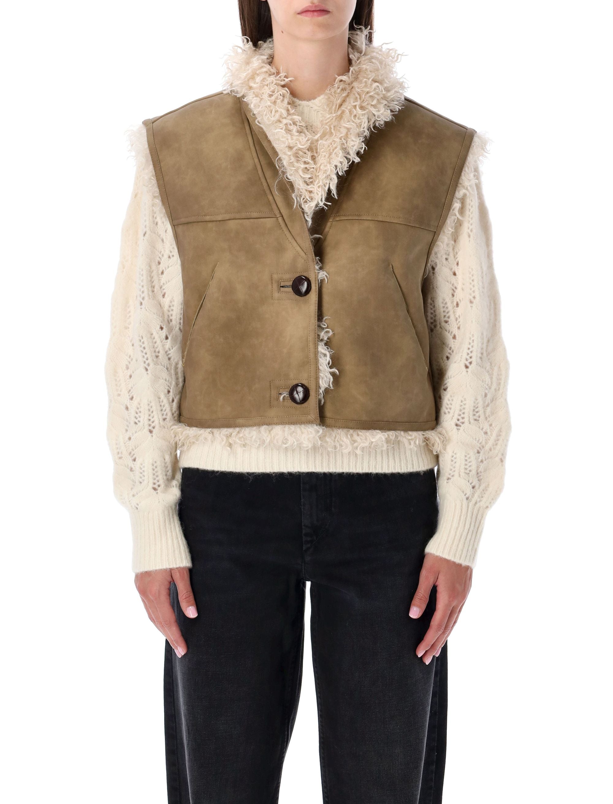 ISABEL MARANT ETOILE Suede Shearling Vest - Size 38