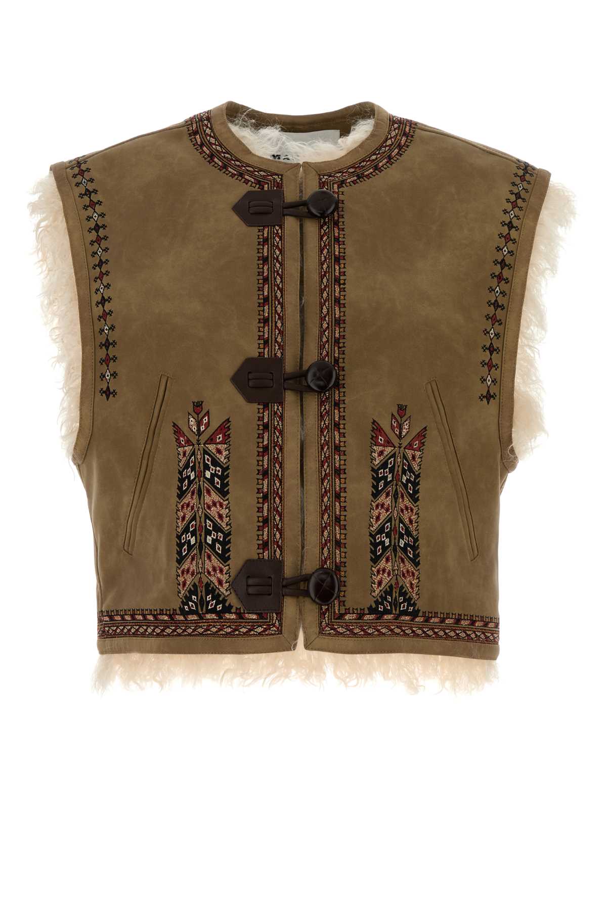 ISABEL MARANT ETOILE Suede Short Vest with Shearling Lining