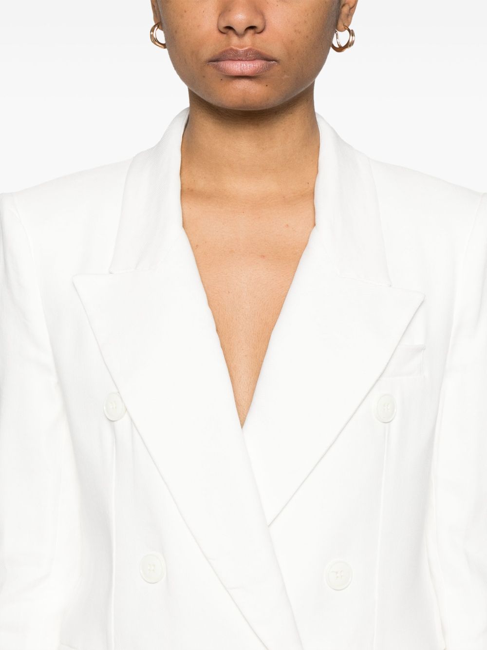 ELISABETTA FRANCHI Linen Blend Double-Breasted Jacket