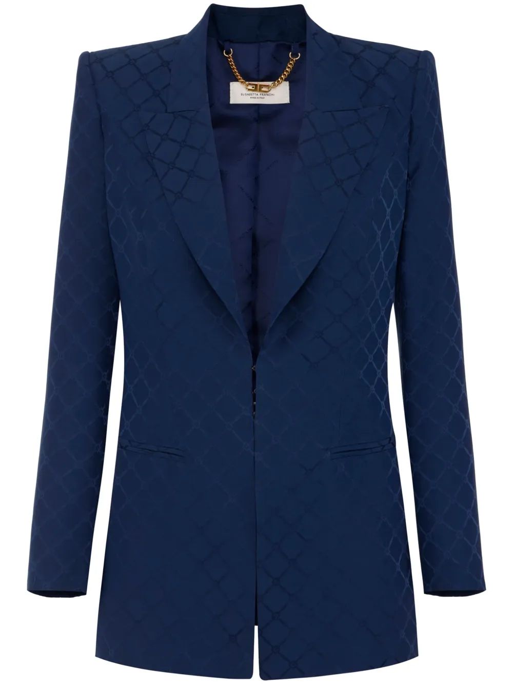 ELISABETTA FRANCHI Checkered Design Blazer with Shoulder Pads