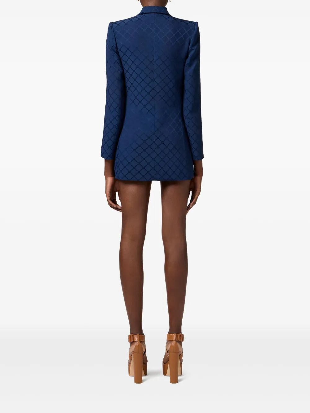 ELISABETTA FRANCHI Checkered Design Blazer with Shoulder Pads