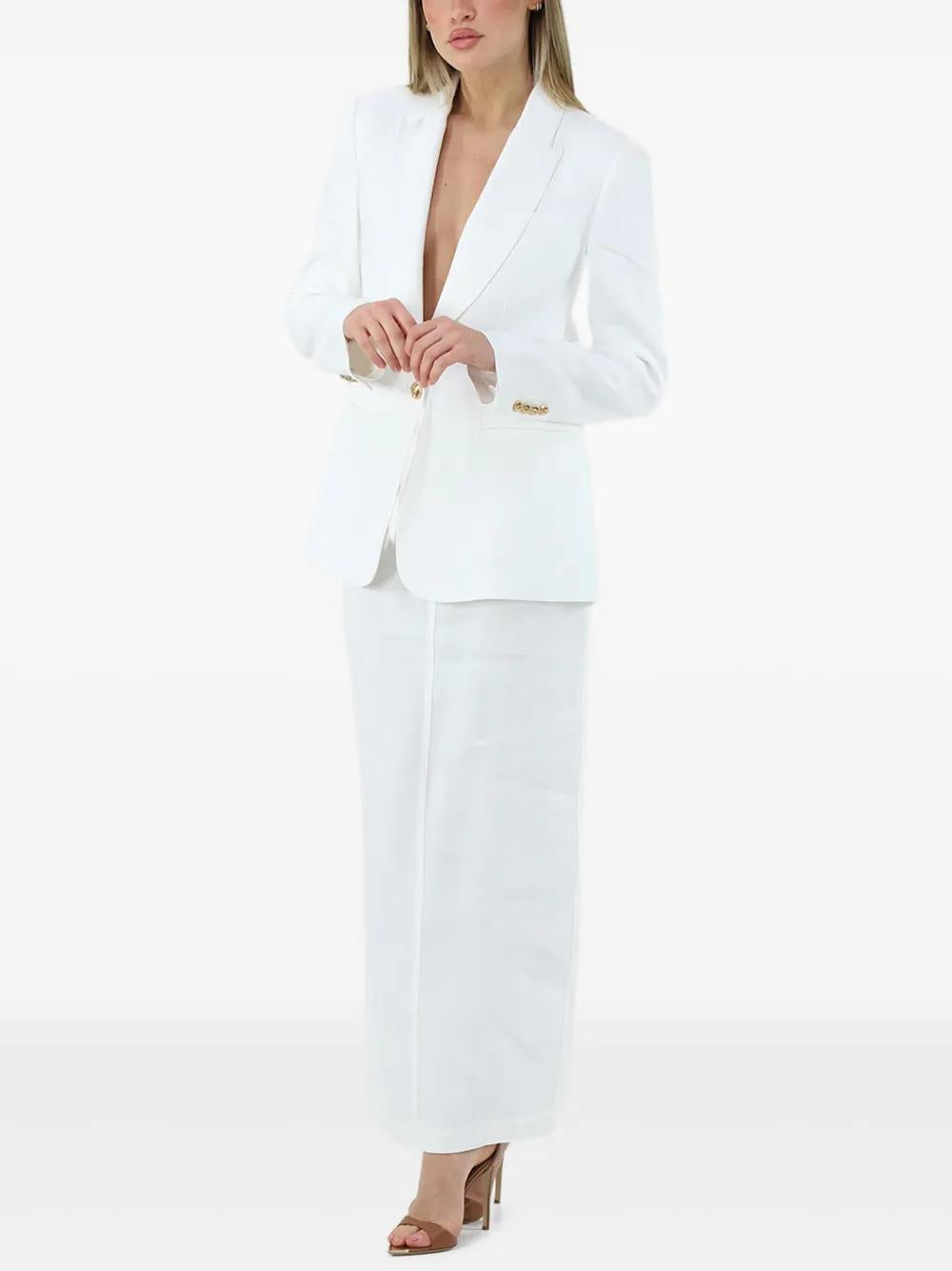 ELISABETTA FRANCHI Linen Blend Gabardine Blazer