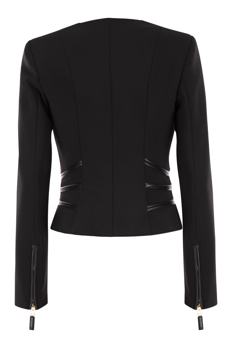 ELISABETTA FRANCHI Double Creased Pleated Slim Fit Jacket with Zip Details