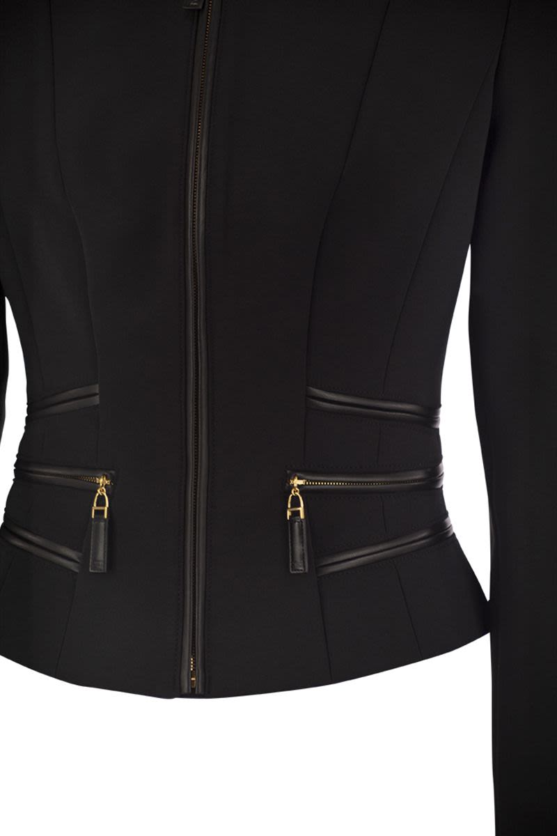 ELISABETTA FRANCHI Double Creased Pleated Slim Fit Jacket with Zip Details