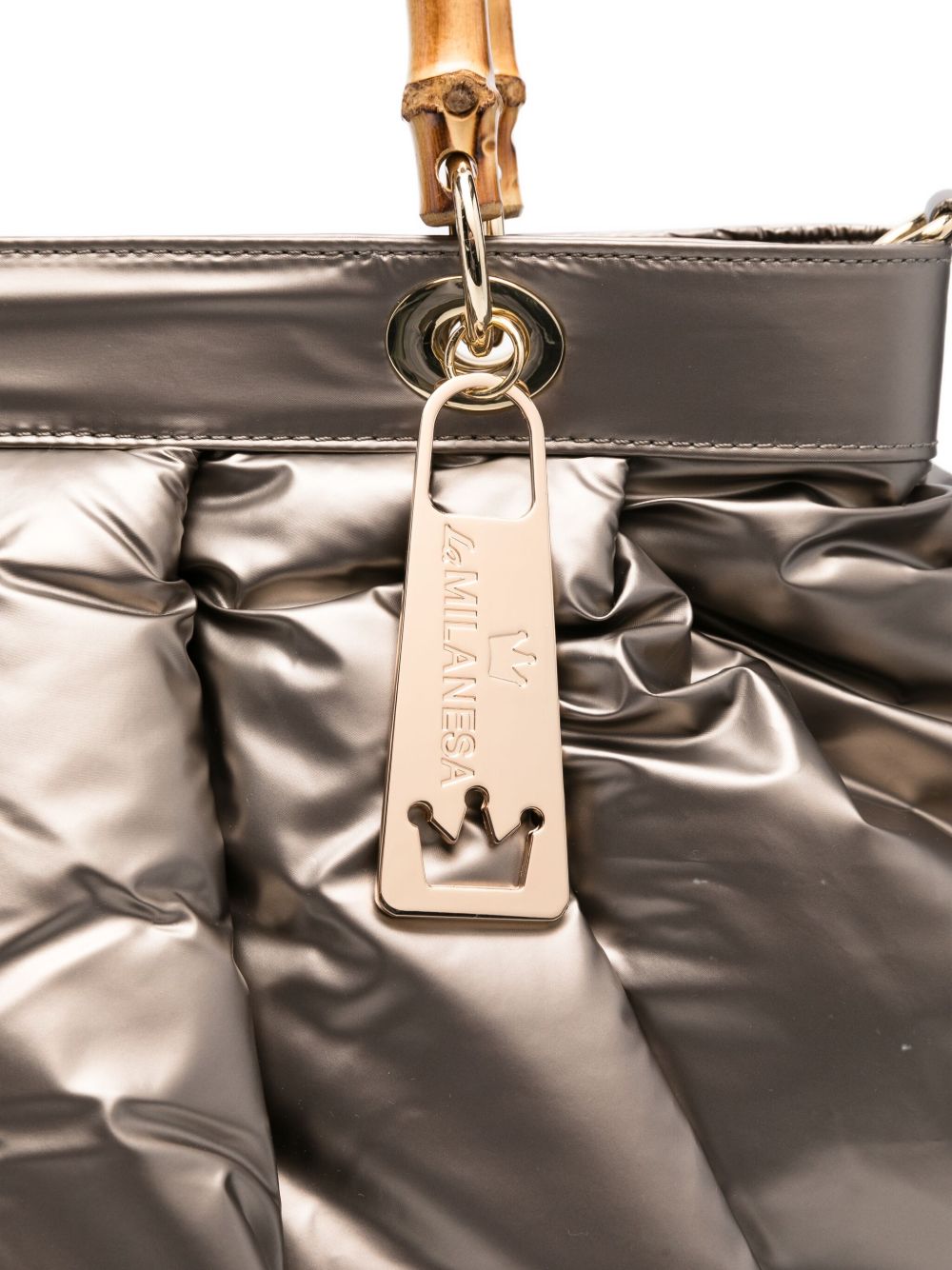 LA MILANESA Mini Quilted Handbag with Bamboo Top Handle