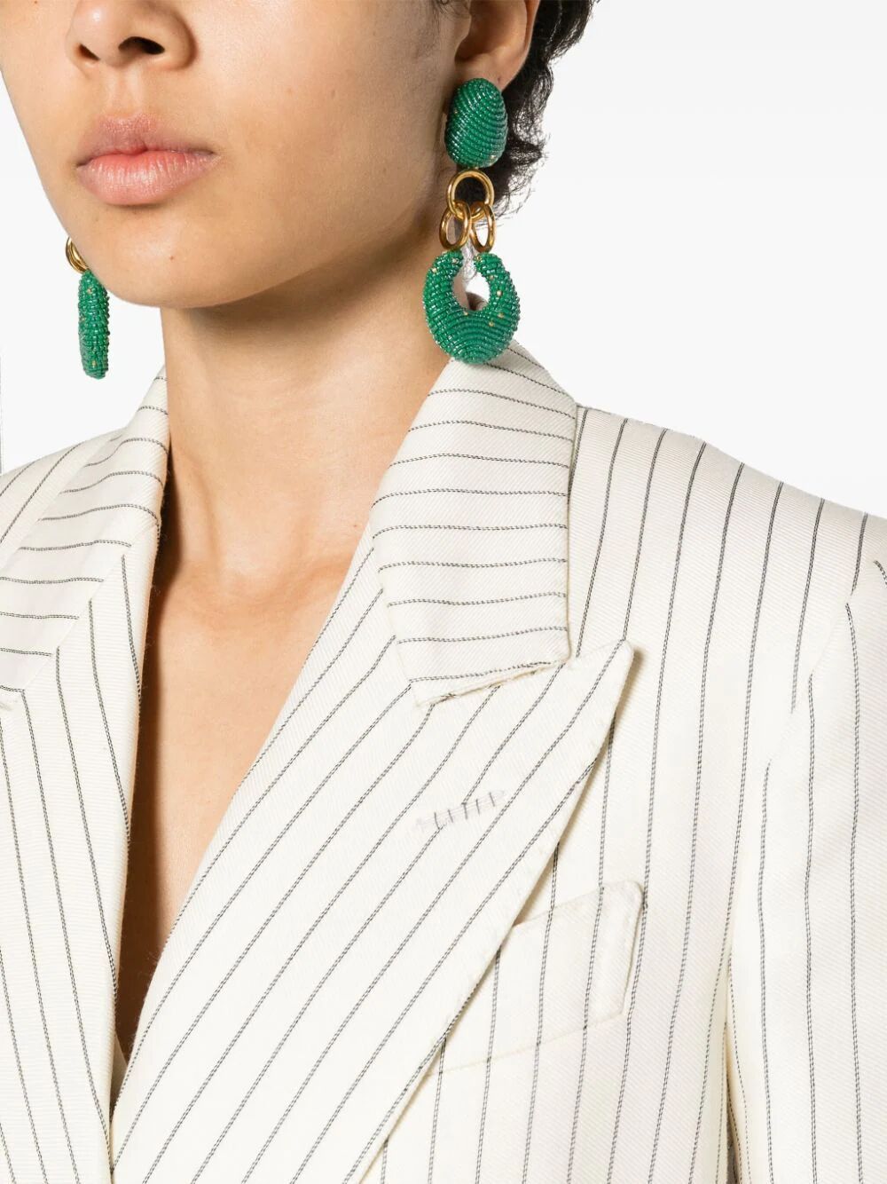 TOM FORD Striped Double Breasted Twill Blazer