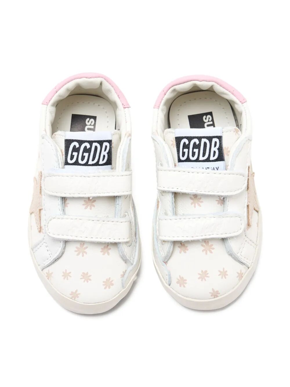 GOLDEN GOOSE KIDS Mini School Nappa Upper Sneakers with Suede Star Leather Heel