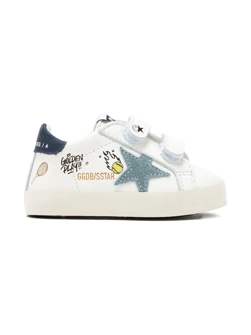 GOLDEN GOOSE KIDS Mini School Nappa Upper Sneakers with Printed Suede Star Leather Heel