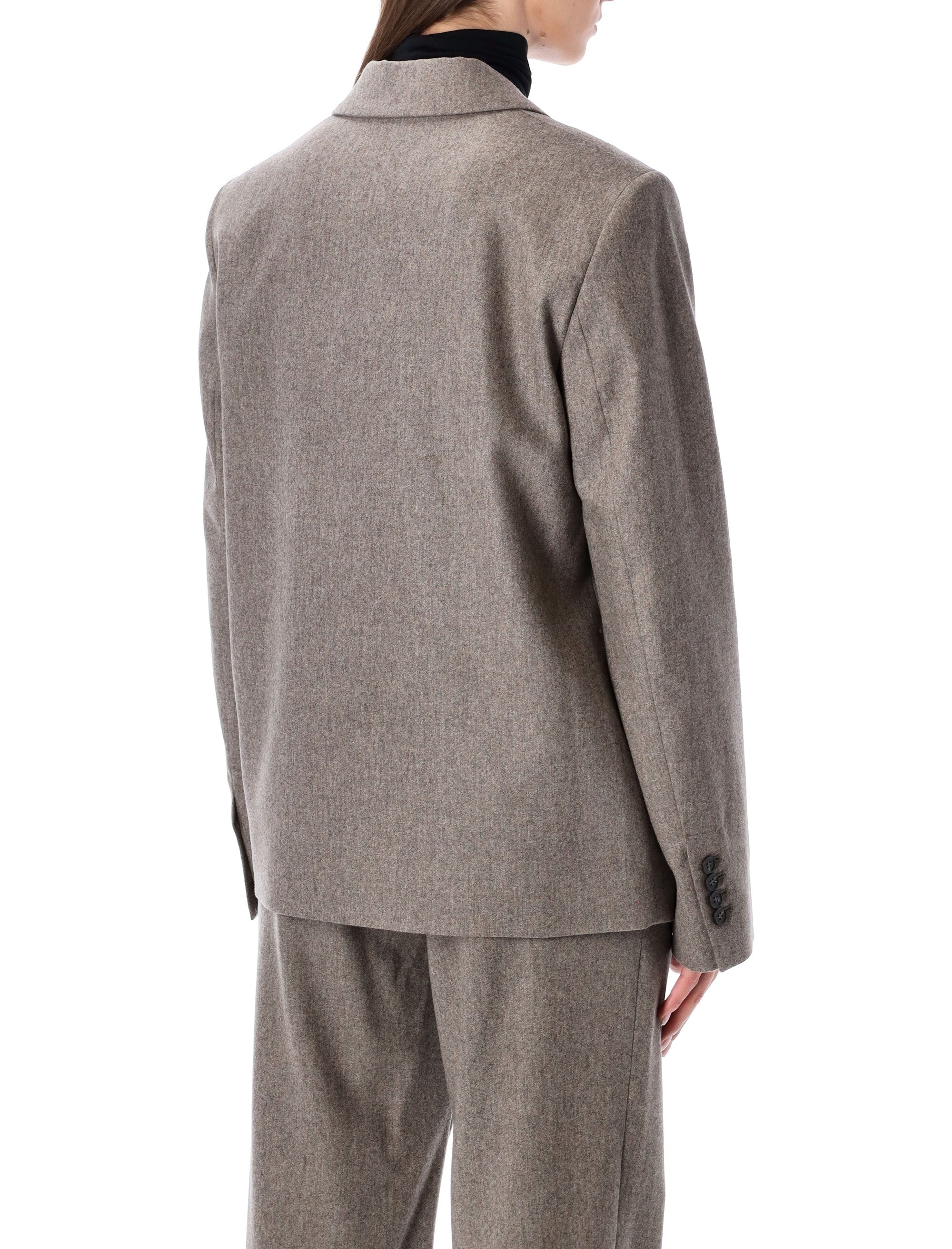 LOULOU Gina Wool-Blend Double-Breasted Flannel Jacket - Women's Size 36