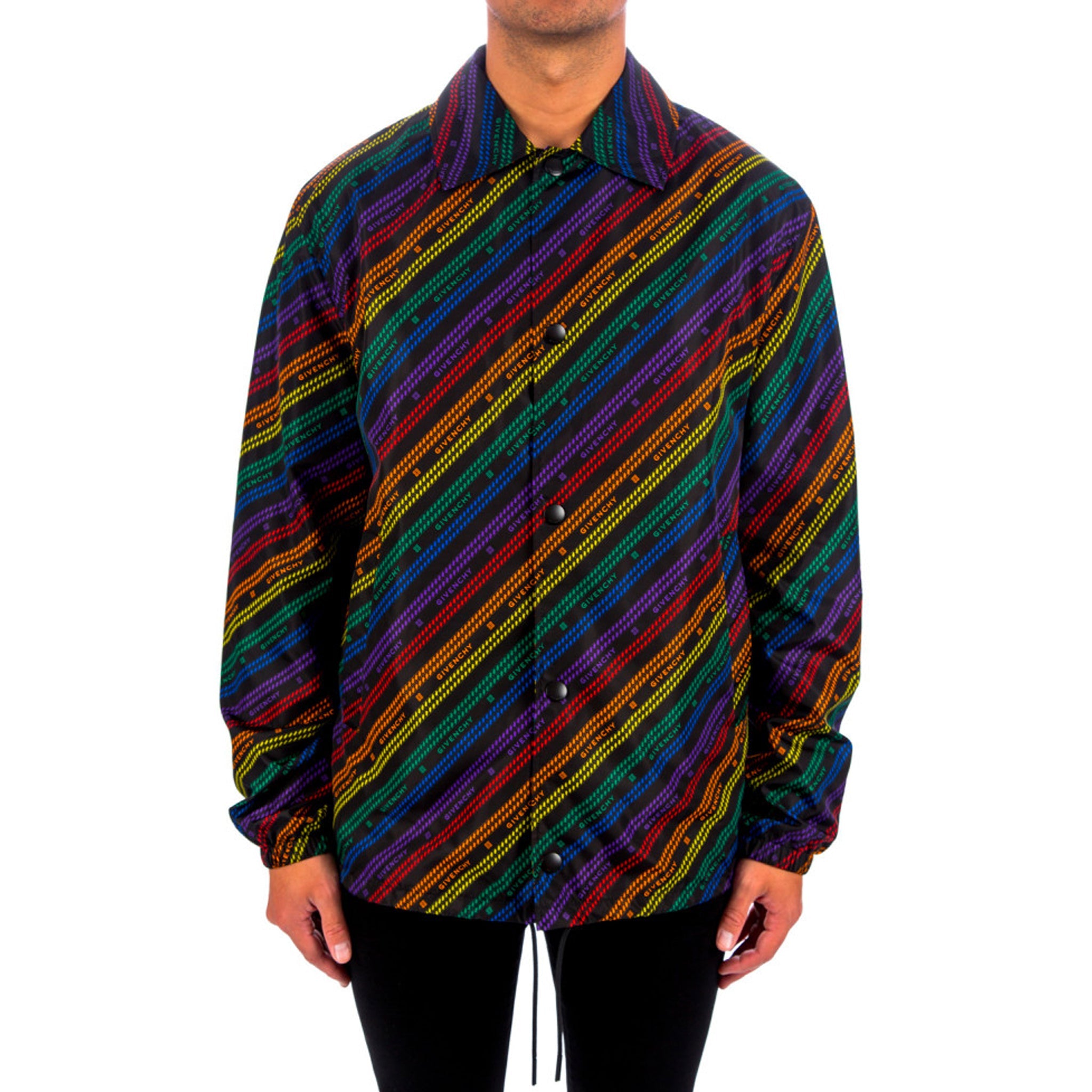 GIVENCHY Rainbow Chain Nylon Jacket - Men's Fall Winter Style