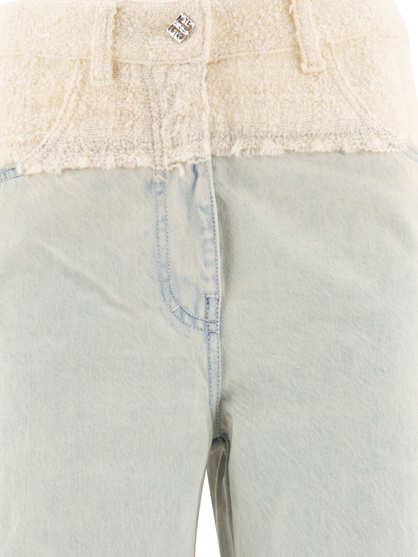 GIVENCHY Oversized Denim and Tweed Mixed Jeans with 4G Detail