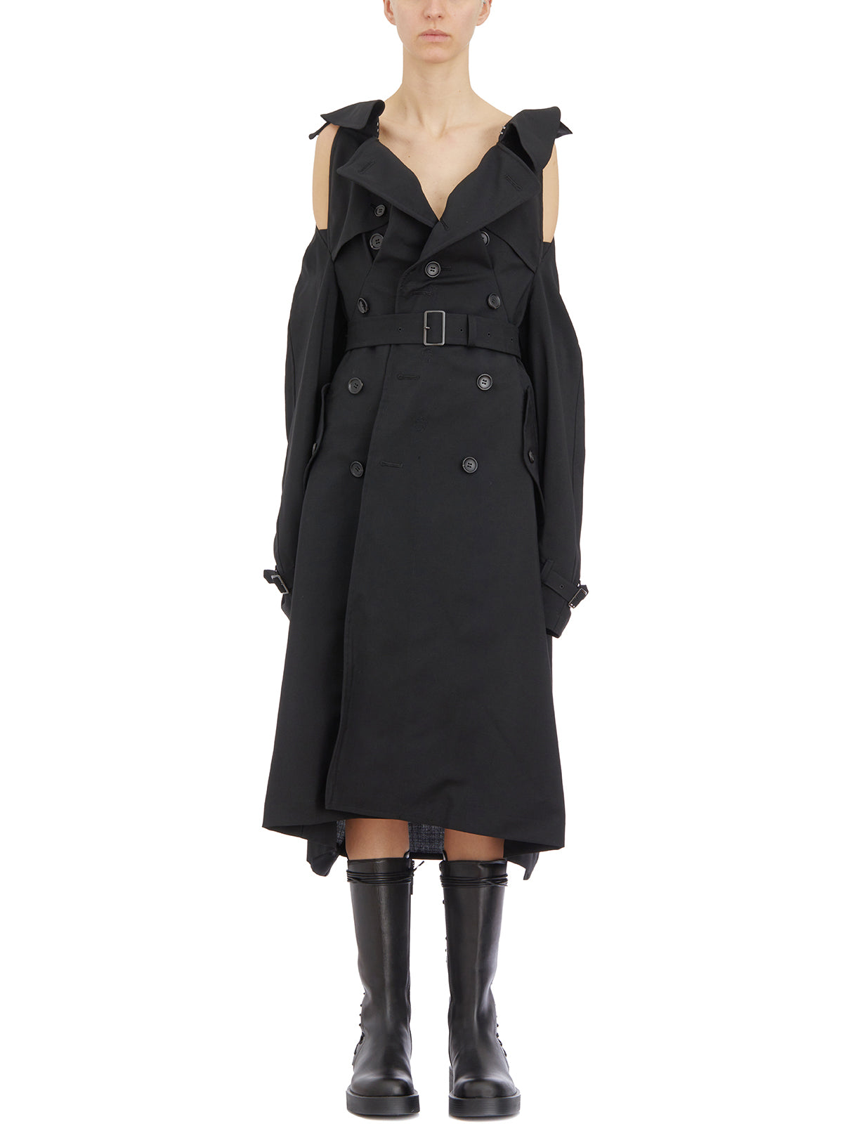 JUNYA WATANABE Women's Wool Mini Trench with Detachable Sleeves - Size S