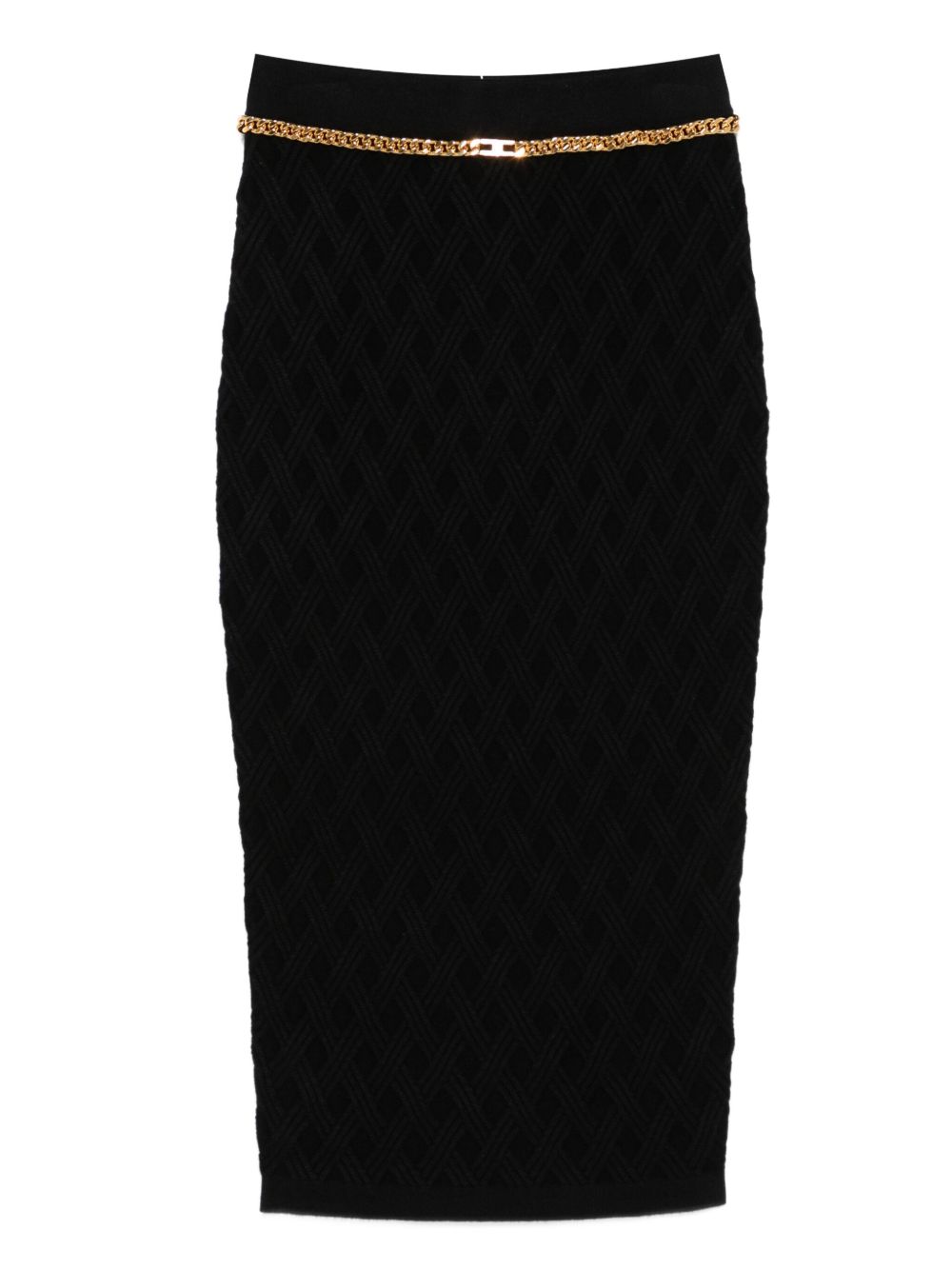 ELISABETTA FRANCHI Chain-Embellished Geometric Midi Skirt